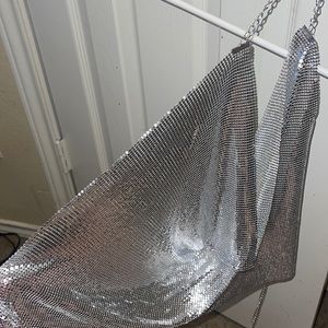 Sliver chain halter crop top